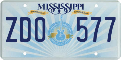 MS license plate ZDO577