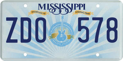 MS license plate ZDO578