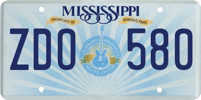 MS license plate ZDO580