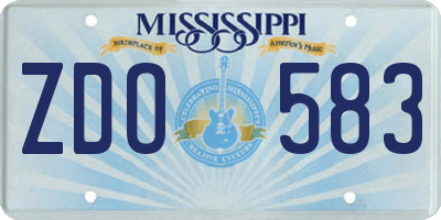 MS license plate ZDO583