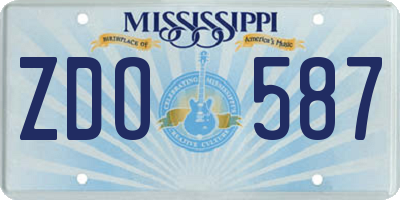 MS license plate ZDO587