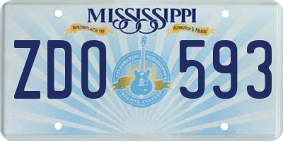 MS license plate ZDO593