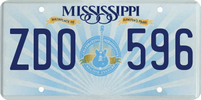 MS license plate ZDO596