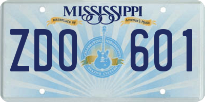 MS license plate ZDO601