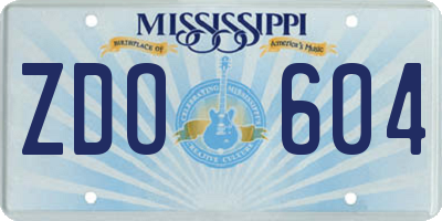 MS license plate ZDO604