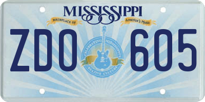 MS license plate ZDO605