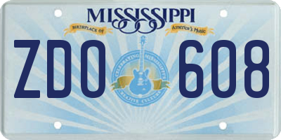 MS license plate ZDO608