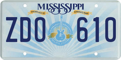 MS license plate ZDO610