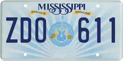 MS license plate ZDO611