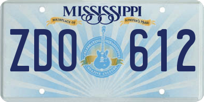 MS license plate ZDO612