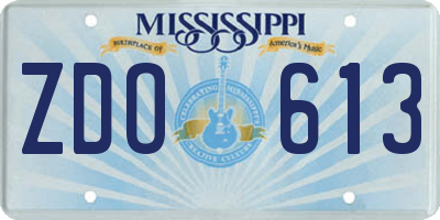 MS license plate ZDO613
