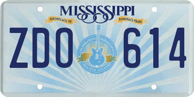MS license plate ZDO614