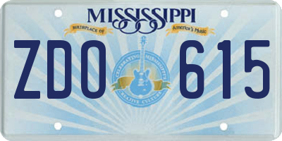 MS license plate ZDO615