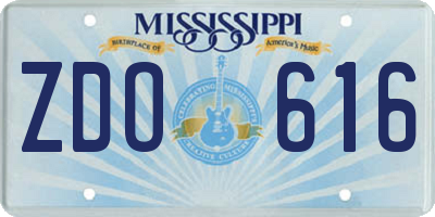 MS license plate ZDO616
