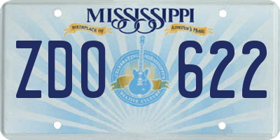 MS license plate ZDO622
