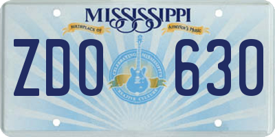 MS license plate ZDO630