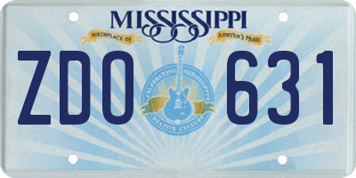 MS license plate ZDO631