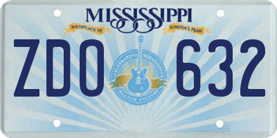 MS license plate ZDO632