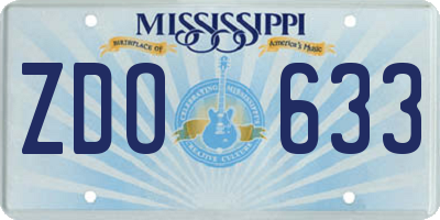 MS license plate ZDO633
