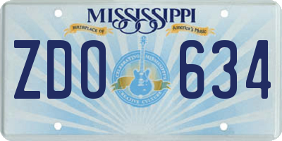 MS license plate ZDO634