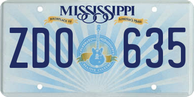 MS license plate ZDO635