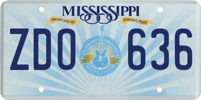 MS license plate ZDO636