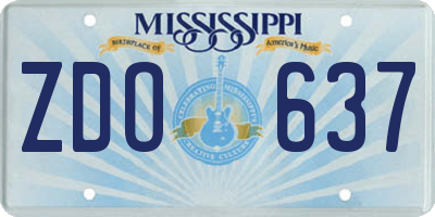 MS license plate ZDO637