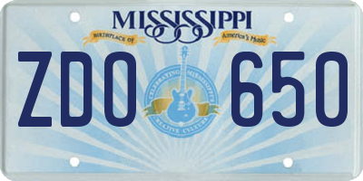 MS license plate ZDO650