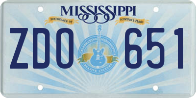 MS license plate ZDO651
