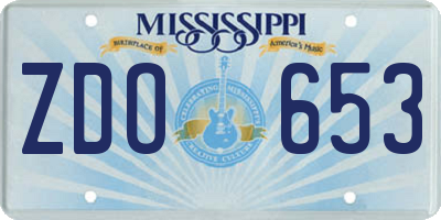 MS license plate ZDO653