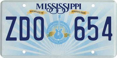 MS license plate ZDO654