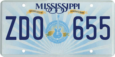 MS license plate ZDO655
