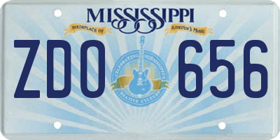 MS license plate ZDO656