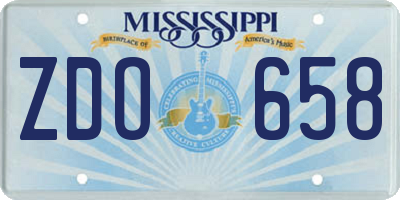MS license plate ZDO658