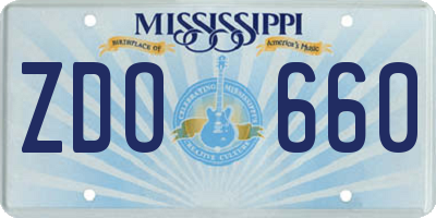 MS license plate ZDO660