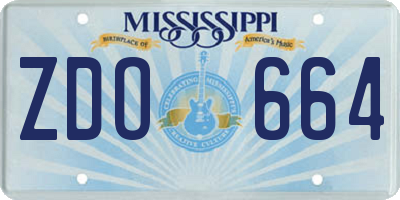 MS license plate ZDO664