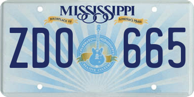 MS license plate ZDO665