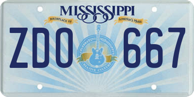 MS license plate ZDO667