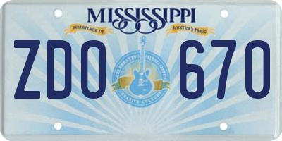 MS license plate ZDO670