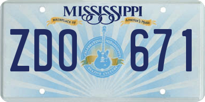 MS license plate ZDO671