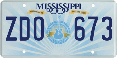 MS license plate ZDO673