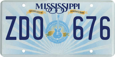 MS license plate ZDO676