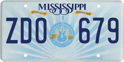 MS license plate ZDO679