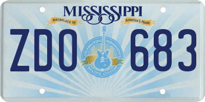 MS license plate ZDO683