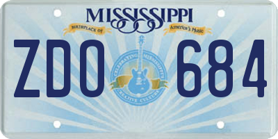 MS license plate ZDO684