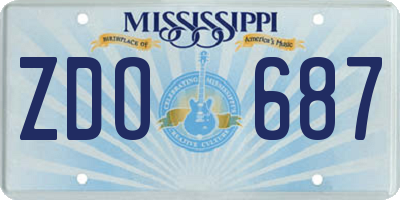 MS license plate ZDO687