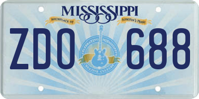 MS license plate ZDO688