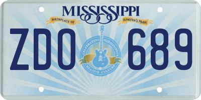 MS license plate ZDO689