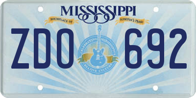 MS license plate ZDO692