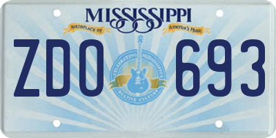 MS license plate ZDO693